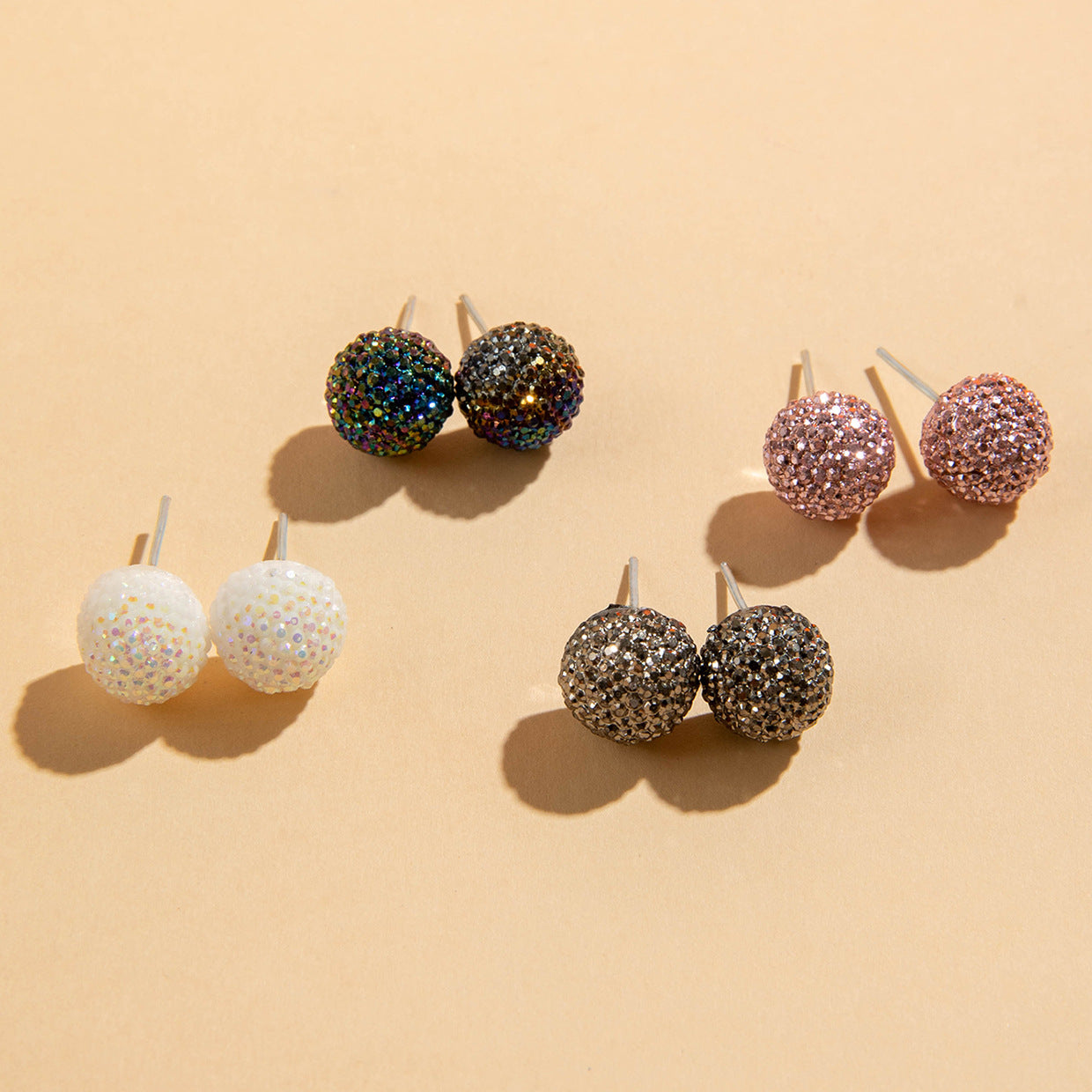 Wholesale Dopamine colorful shiny round bead earrings